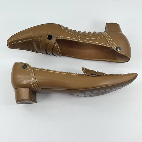 Tod's Women Sz 38 EU 7.5 US Leather Pointed Toe Low Heel Shoes Nude Tan Slip On - Picture 6 of 7